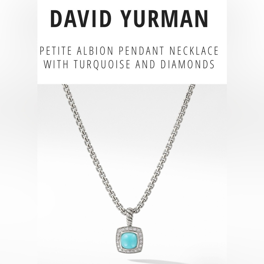 David Yurman Silver Necklace with Turquoise and Diamond Accents